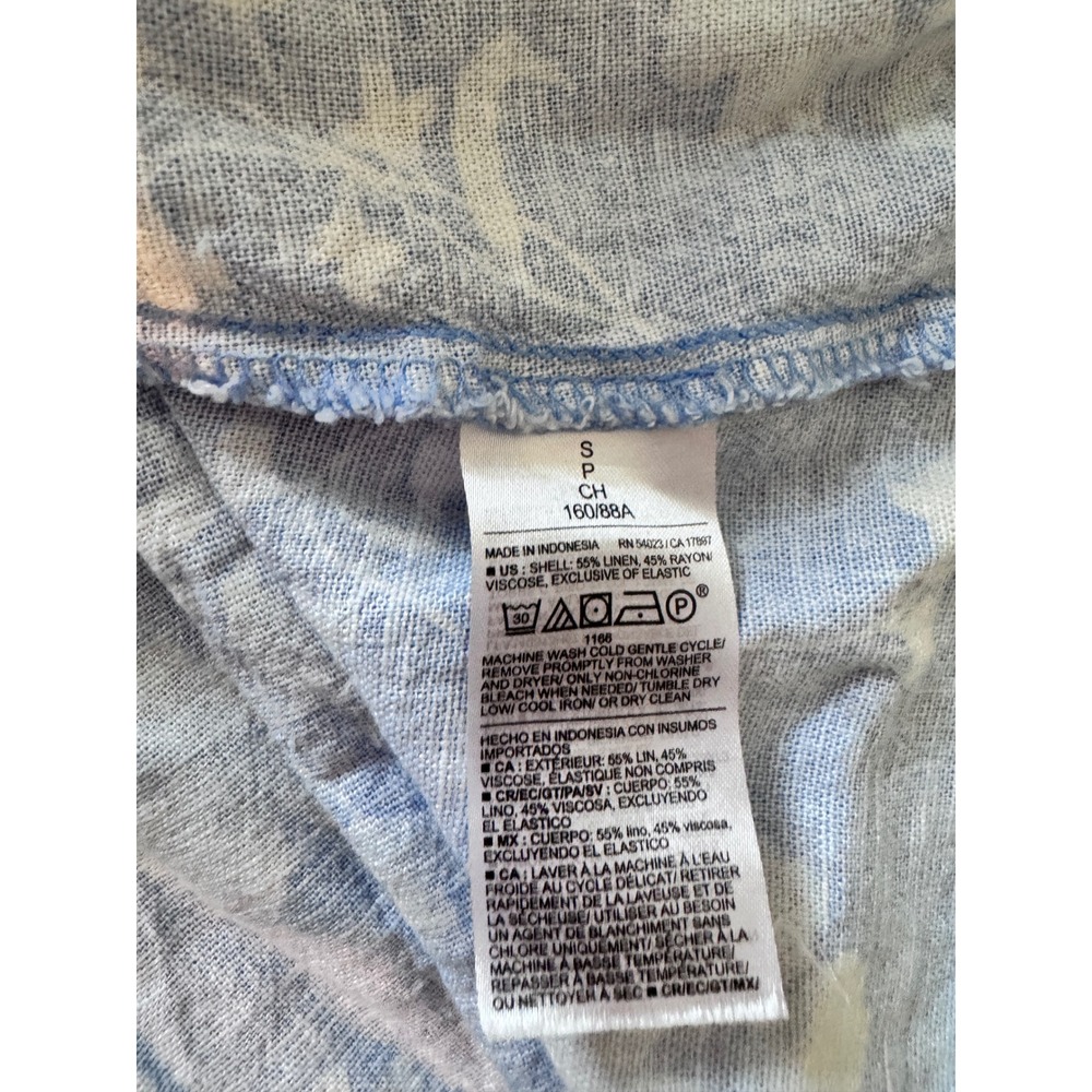 Old Navy Womens Blue Floral Linen Blend Smocked Midi Dress Sleeveless Small - Picture 3 of 7